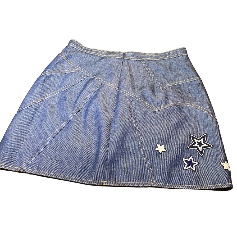 Luxury Designer Andrew GN | Resort Mini Skirt w/ Glass Bead Stars Denim 4th July - Picture 8 of 16